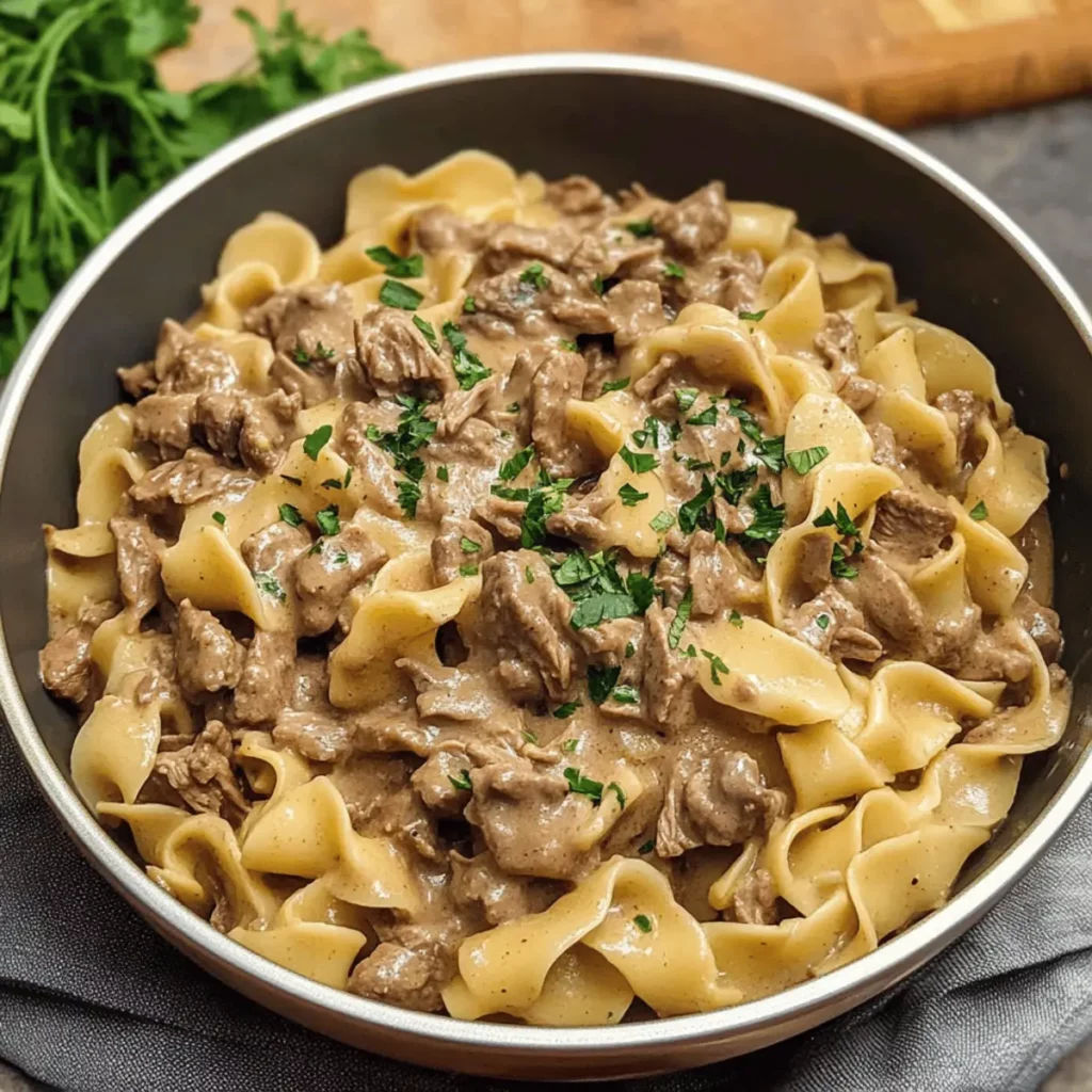 One Pot Beef Stroganoff