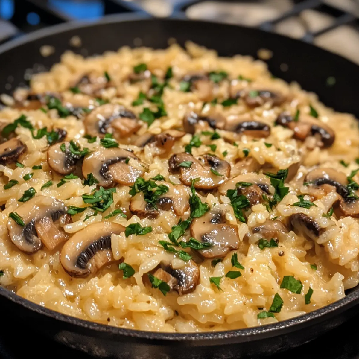 Cheesy Mushroom Rice Skillet